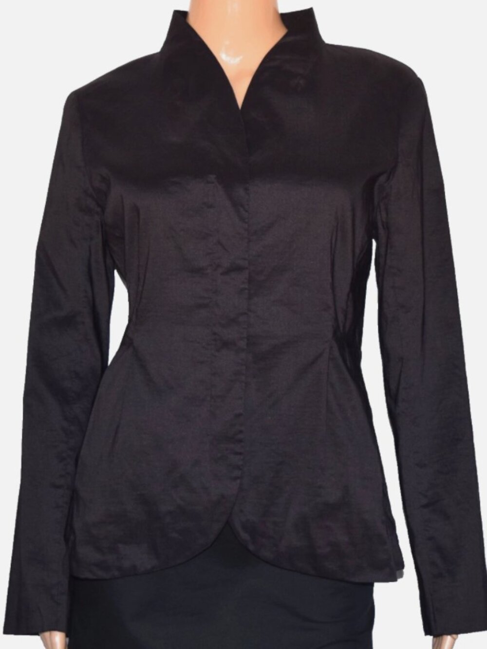EILEEN FISHER Dark Blue V-Neck Hidden Front Zip Closure Jacket Size PM